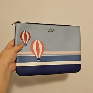 Kate Spade NY: Up, Up & Away ~ Large Zip Pouch ~ Hot Air Balloon